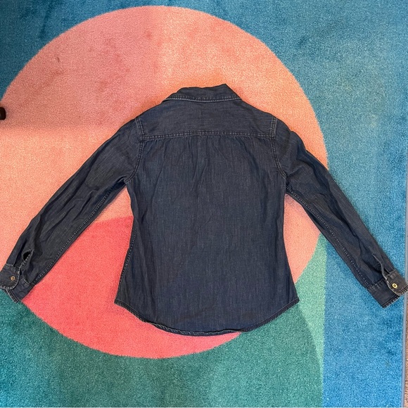 Banana Republic Soft Wash Top Cotton Linen Button Up Denim Long Sleeve Collar XS - Picture 3 of 6